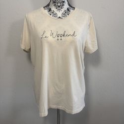 J. Crew Women's Collector Tee Graphic T-shirt Size XL Cream Le Weekend Cotton