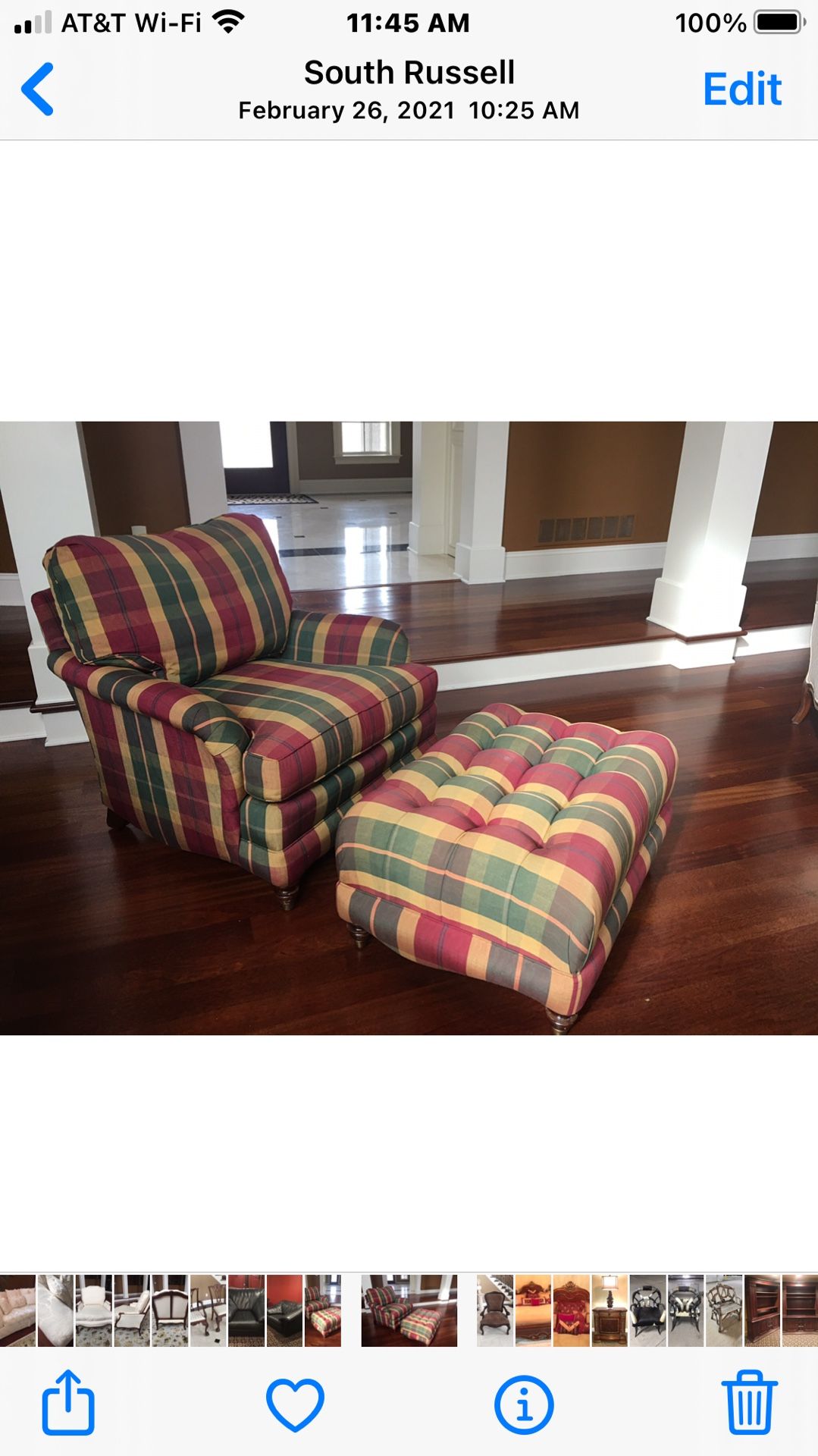 Upholstered Chair & Ottoman