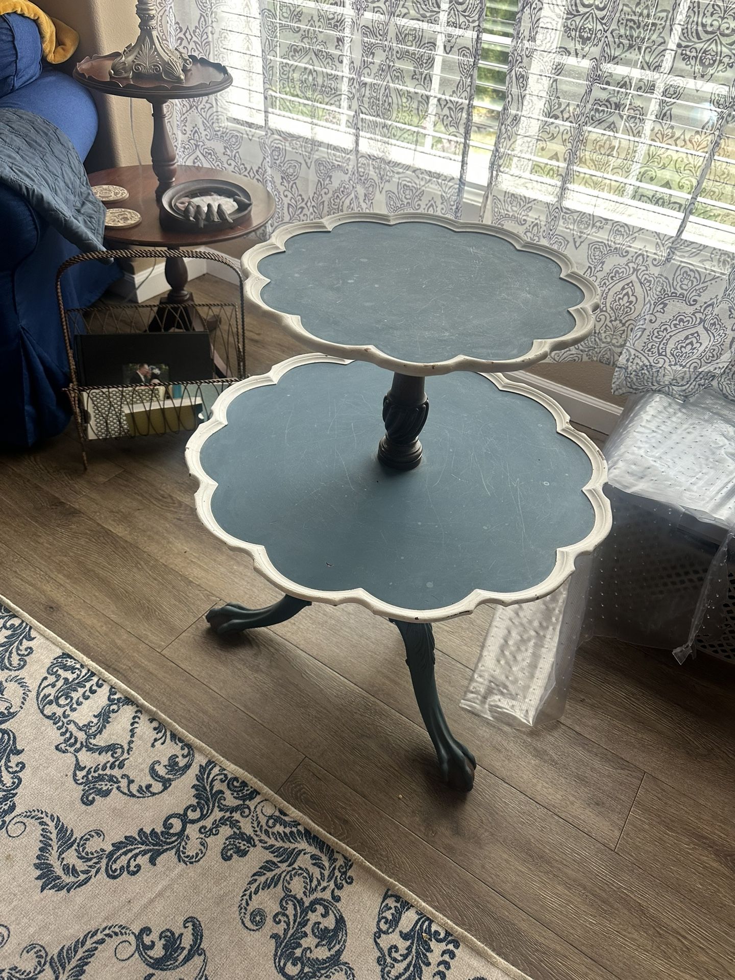 Pie Crust Vintage Two Tier Table