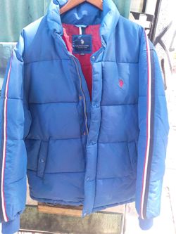 U.S. Polo Assn. USPA Varsity Bomber Puffer Blue Jacket Coat in size XL