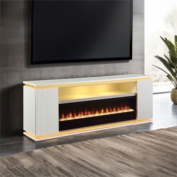 71" TV Stand w/ Electric Fire Place LED Light