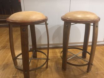 Leather and Wooden Stool