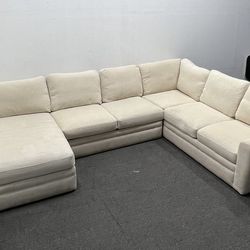 Off-white Fabric 3 piece Sectional / Left-arm Facing Chaise. We deliver & set up.