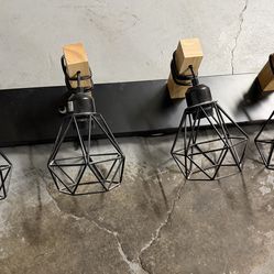 4-Light Rustic Style Wood Bathroom Vanity Light Fixtures