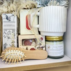 Winter Cozy Gift Box: Ceramic Mug, Scented Candle, & Lotion