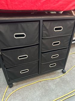 6 Drawer wood stand canvas bags has wheels
