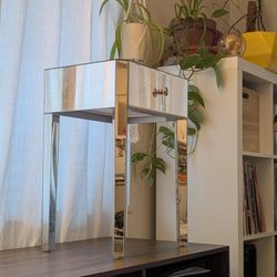 Mirrored Bedside Nightstand Table 