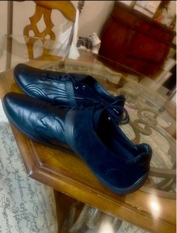 Puma black Leather Lace-Up Driving Shoes
