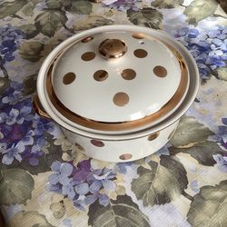 Vintage Hall Gold Polka Dot Casserole