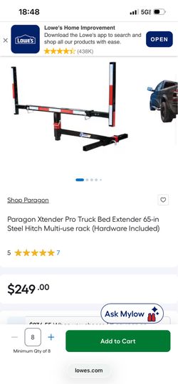 Paragon Xtender Pro Truck Bed Extender 65-in Steel Hitch Multi-use rack
