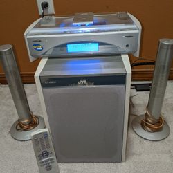 JVC FS-SD1000 Compact Component Stereo System  - Silver With Blue LCD Light Display