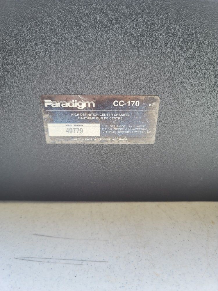 High Definition Paradigm CC 170 Center