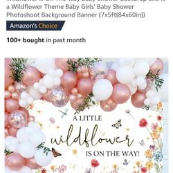 Wild Flower Baby Shower Decorations Includes: Banner and  4 cardboard Blocks Letters BABY 