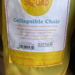 Sun Squad Collapsible Chair Durable Steel Frame Including 2 Cup Holders 
