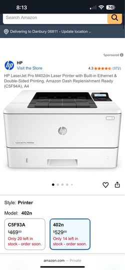 HP LaserJet Pro M402dn Laser Printer with Built-in Ethernet & Double-Sided Printing