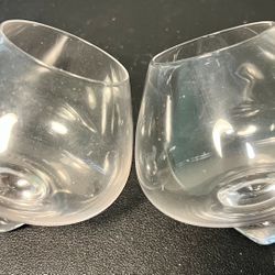 Modern Non-Spill Rocking Angled Wiskey Bourbon Liquor Set Of Two Glasses, 3x3.5"