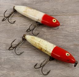 Vintage Heddon Zara Spook 4 1/4” Red White Topwater Fishing Lure