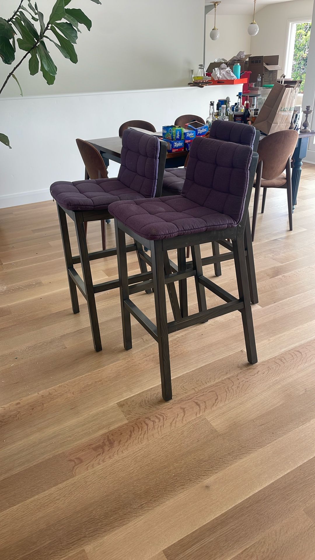 4 Blue dot Bar Stools