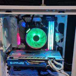 White Gaming PC Ryzen 7 2700X RX 590 Nitro+ 24GB RAM 1.4TB SSD WiFi 6 Win11