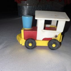 Vintage RARE Fisher Price Little People Wooden Train Choo-Choo 1st car of train