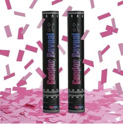 Gender Reveal Pink Confetti Cannon, DOUKEE Baby Shower Pink only Biodegradable Confetti Poppers (Mixed Pink and Hot Pink) - 2 Set