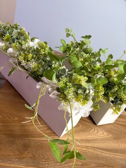 Faux Floral Arrangement in Rectangle Planter Box