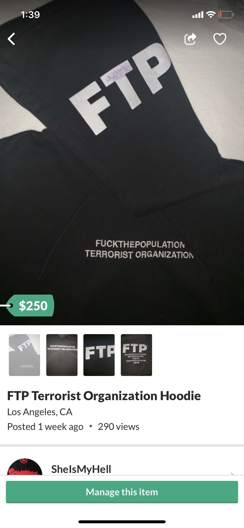 FTP Terrorist Organization Hoodie
