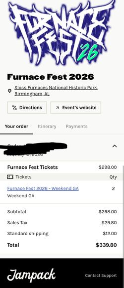Furnacefest weekend pass x2