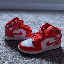 Jordan 1 mid barcelona sweater red patent