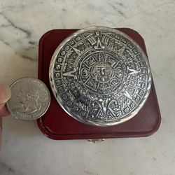 Xl Vintage 925 Sterling Silver Mayan Pendant/ Brooch , Marked E.V.B Mexico 🇲🇽 W/ Eagle 925 Sterling , 18 Grams