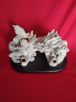 Dragon Figurine on Black Oval Base - it's about 4 by 8 inches