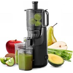 Big Mouth Whole Fruit 5.2” Self-Feeding Chute, Cold Press Masticating Slow Juice Extractor, Hands-Free, Less Prep, Easy to Clean, Impact Resistant BPA