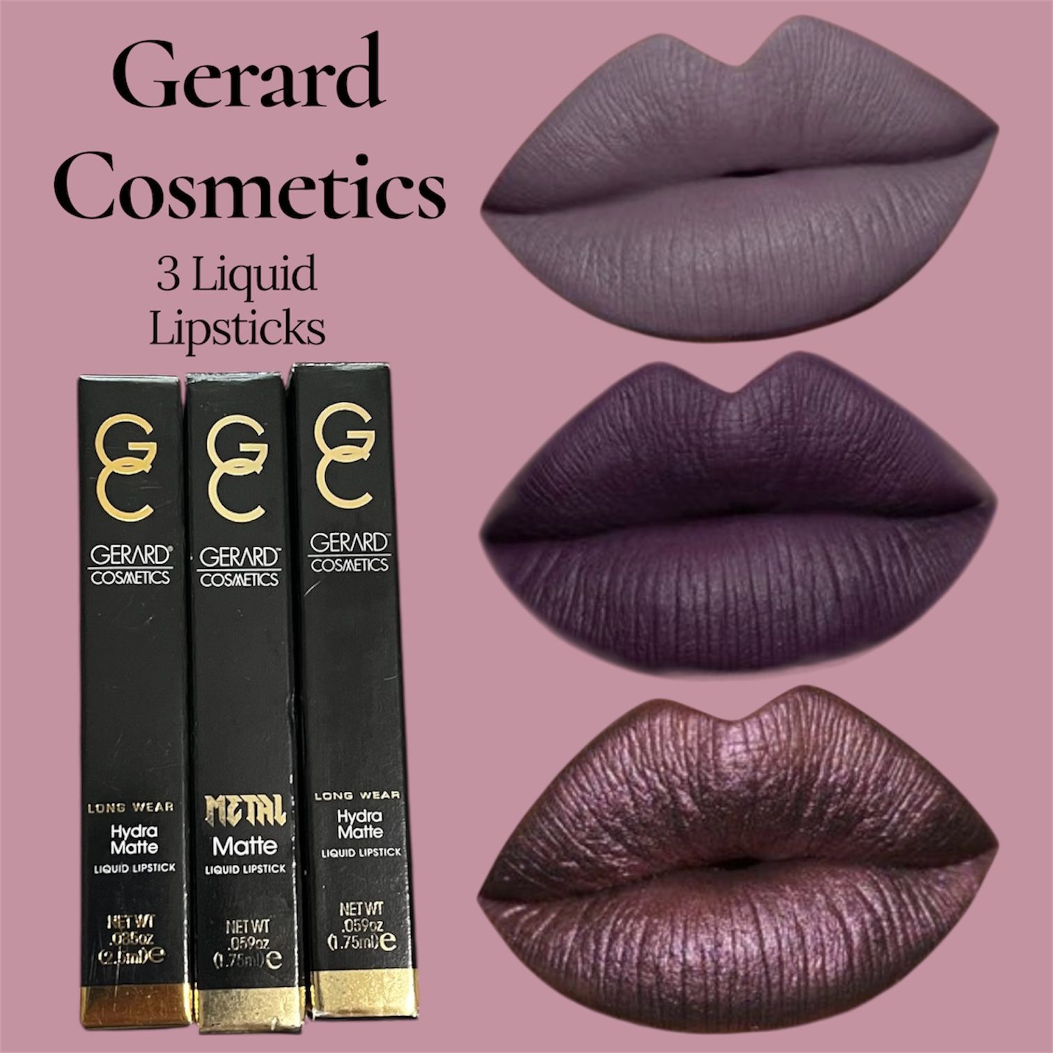 3 Gerard Cosmetics HydraMatte Liquid Lipsticks Gravity Underworld Knight Rider Halloween Purple