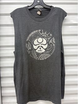HIC Men's Gray Crew Neck Graphic Logo Print Sleeveless T-Shirt XL