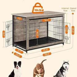 🥨Dog Crate Furniture, 38.6" Side End Table, Modern Kennel for Dogs Indoor up to 70 lb, Heavy-Duty Dog Cage with Multi-Purpose Removable Tray