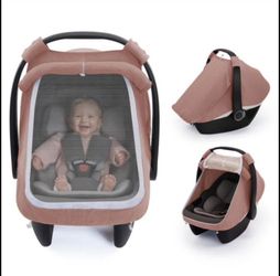 XX Blissful Diary Baby Car Seat Cover, Extra Large Mesh Window, Breathable Muslin Cotton, Infant Windpr