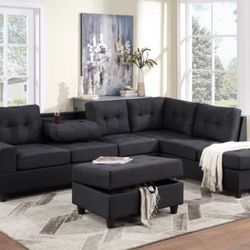 Reversible Sectional + Storage Ottoman Couch 