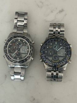 2 Citizen Ana-Digi World Time Pilot Watches – $370 Pair / $200 & $225 Each