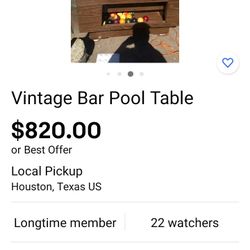 7' Coin Operated Bar Pool Table! 