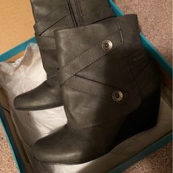 Gray Wedge Bootie Boot