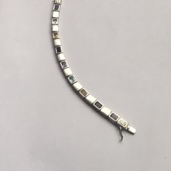 Sterling Silver Topaz Citrine Garnet Bracelet