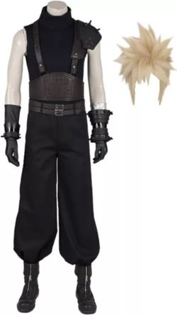 Men Cloud Strife Cosplay Shirt Pants Jacket Vest Gloves Wig Cloud Costume Suit Adult FF7 M Halloween Costume 