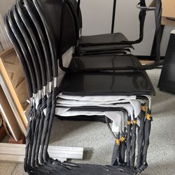 Office Chairs Stackable NEW Hard plastic seat and back, black carbon fiber color, chrome frame $30 each chair or $360 for all 13 chairs