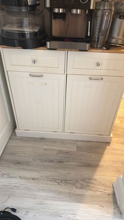 White Wood Tilt-Out Trash Cabinet