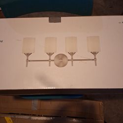 Brand New Bathroom 4 Bulb Vanity Light Bar Brushed Nickel Eoth Frosted Glass