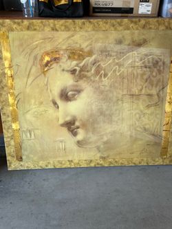 Classical Portrait Canvas Wall Art with Gold Leaf Accents