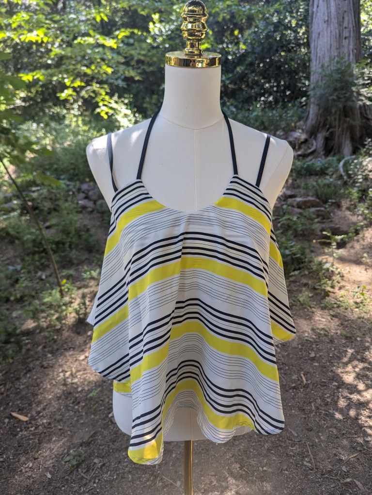 Anthropologie J.O.A. Yellow Striped Halter Top