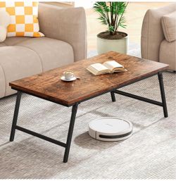 Industrial Rustic Coffee Table with Metal Legs