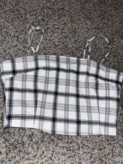 Black and White Plaid Crop Top