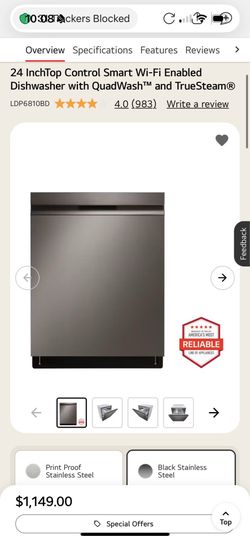 24 InchTop Control Smart Wi-Fi Enabled Dishwasher with QuadWash™ and TrueSteam